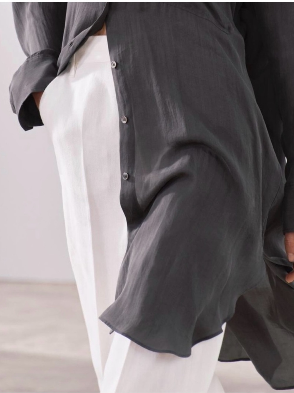 Zara oversized Shirt Dress in Charcoal Gray - Picture 3 of 7